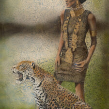 Eternal | 74" x 46" rice paper, earth pigments, encaustic, oil on canvas