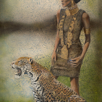 Eternal | 74" x 46" rice paper, earth pigments, encaustic, oil on canvas