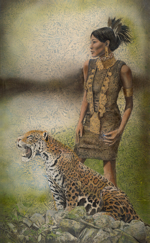 Eternal | 74" x 46" rice paper, earth pigments, encaustic, oil on canvas