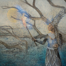 Promethian Fire | 36" x 48" rice paper, earth pigments, encaustic, oil on canvas