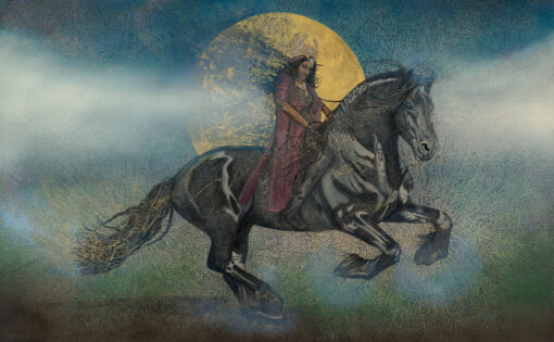 Cloudlands | 36" x 58" rice paper, earth pigments, 23kt gold, encaustic, oil on canvas