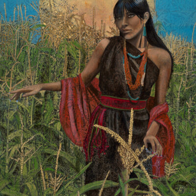 The Language of Corn | 53" x 33" rice paper, earth pigments, encaustic, oil on canvas