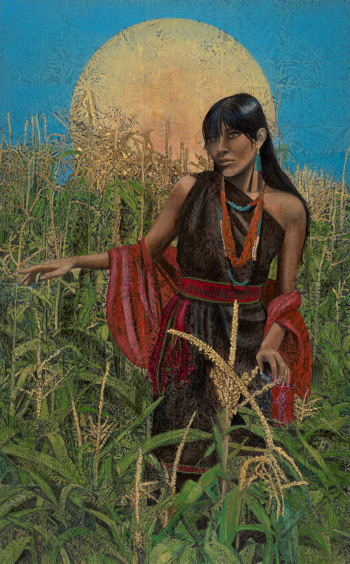 The Language of Corn | 53" x 33" rice paper, earth pigments, encaustic, oil on canvas