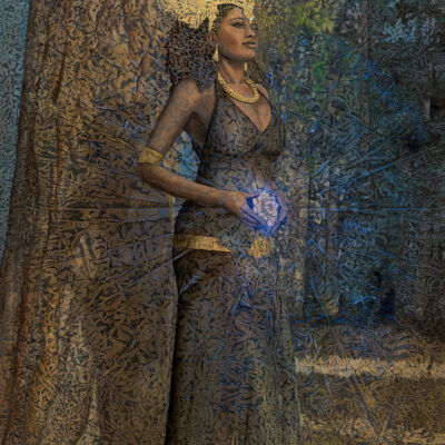 Lotus | 60" x 36" rice paper, earth pigments, encaustic, oil on canvas