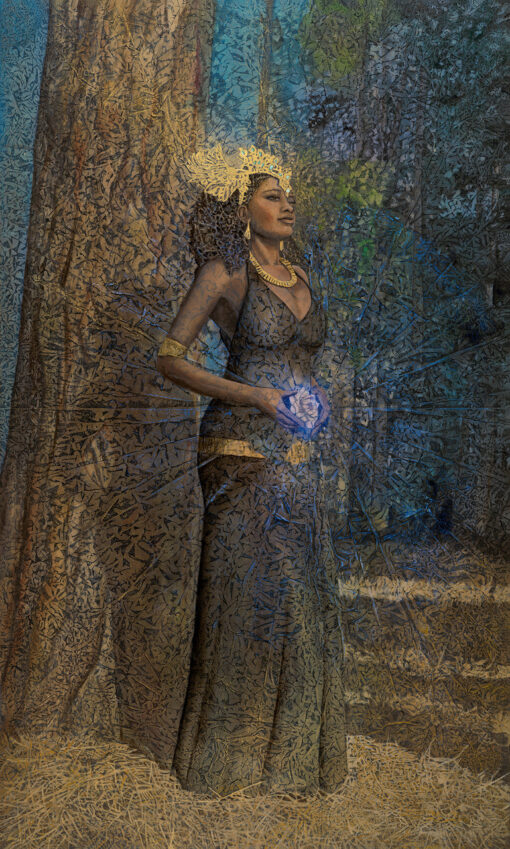 Lotus | 60" x 36" rice paper, earth pigments, encaustic, oil on canvas