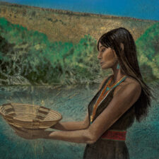Offering | 24" x 36" rice paper, earth pigments, encaustic, oil on panel