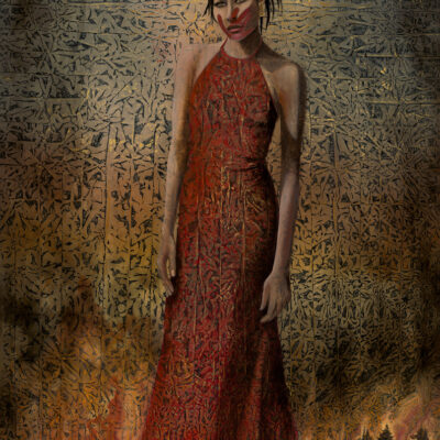 Tempest | 53" x 33" rice paper, earth pigments, encaustic, oil on canvas