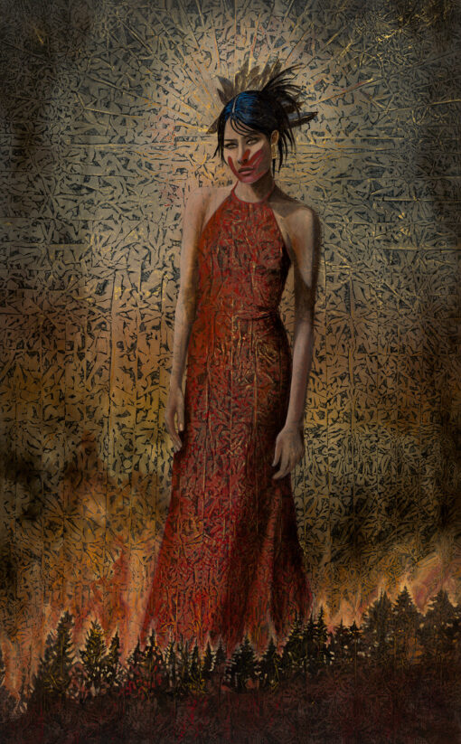 Tempest | 53" x 33" rice paper, earth pigments, encaustic, oil on canvas