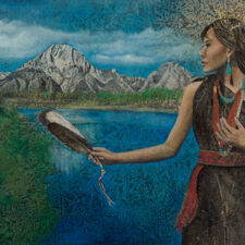 America | 24" x 36" rice paper, earth pigments, encaustic, oil on panel