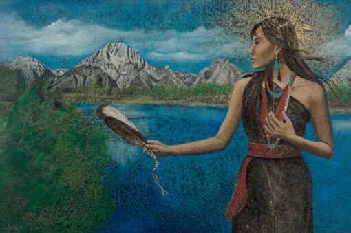 America | 24" x 36" rice paper, earth pigments, encaustic, oil on panel
