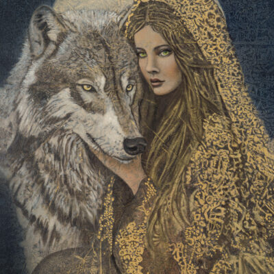 Looking Glass | 29 x 18" rice paper, earth pigments, encaustic, oil on panel