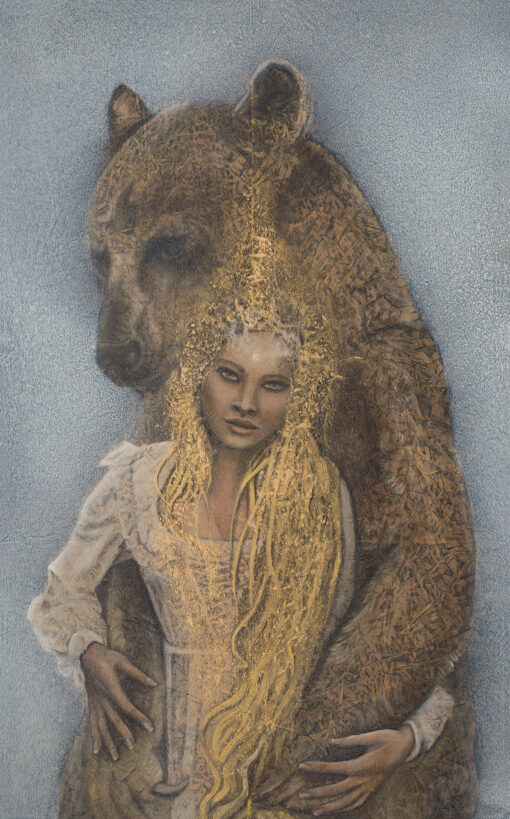 North | 29" x 18" rice paper, earth pigments, encaustic, oil on panel