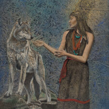 Prophetess | 36" x 30" rice paper, earth pigments, encaustic, oil on panel