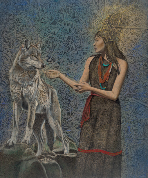 Prophetess | 36" x 30" rice paper, earth pigments, encaustic, oil on panel
