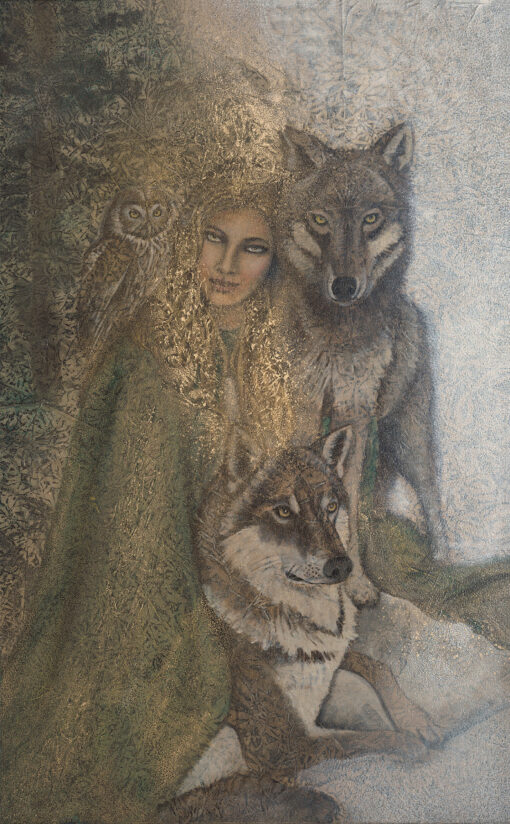 Winter | 29" x 18" rice paper, earth pigments, encaustic, oil on panel